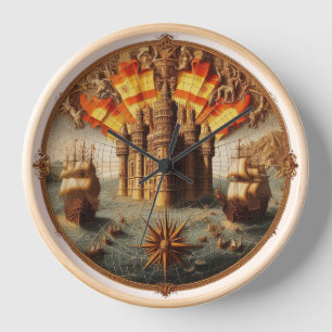 Ancient Spanish Sailing Ship, Map 4 Clock