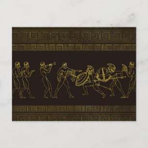 Ancient Sparta  Greece scene on greek pattern Postcard