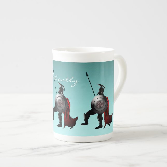 Ancient Spartan Warrior Bone China Mug (Front Right)