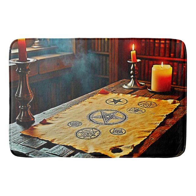Ancient Spells on a Mystic Scroll Bath Mat (Front)