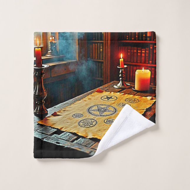 Ancient Spells on a Mystic Scroll Bath Towel Set (Wash Cloth)