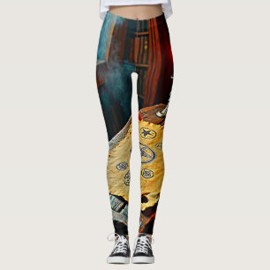 Ancient Spells on a Mystic Scroll Leggings