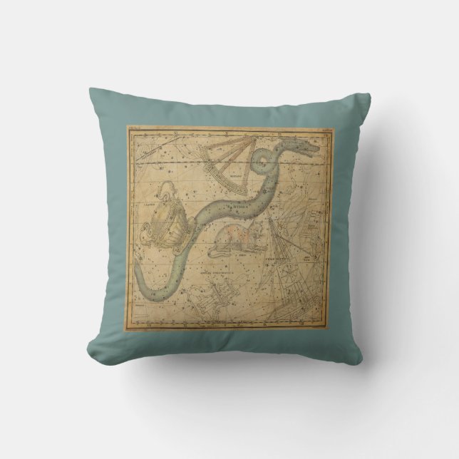 Ancient Star Chart of the Hydra Constellation Throw Pillow (Front)