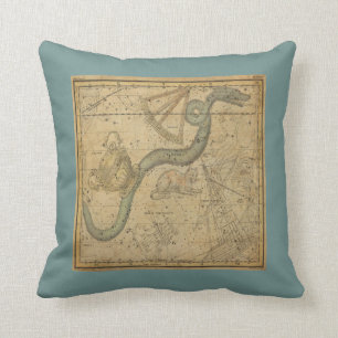 Ancient Star Chart of the Hydra Constellation Throw Pillow