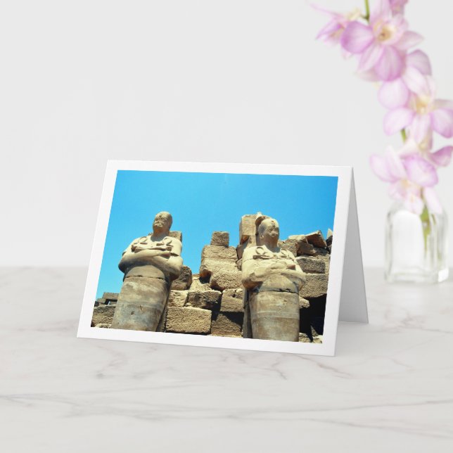 Ancient Statues in Luxor, Egypt, Card (Orchid)