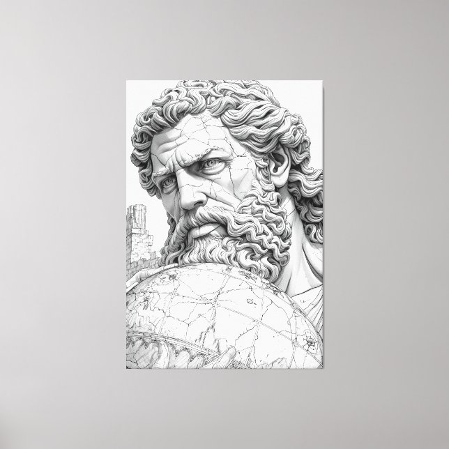 Ancient Stone Atlas Titan Close-up Sculpture Canva Canvas Print (Front)