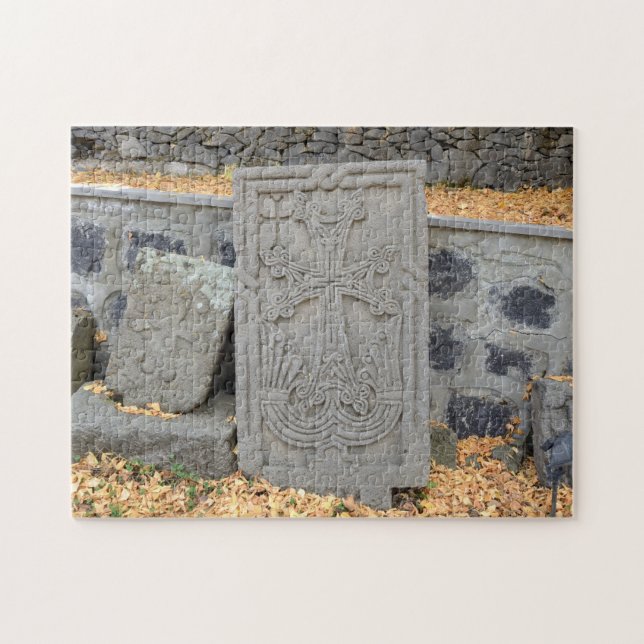 Ancient stone crosses (khachkars) in Armenia Jigsaw Puzzle (Horizontal)
