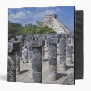 Ancient Stone pillars in Chichen Itza. Central Binder