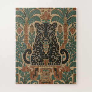 Ancient Stone Relief with Jungle Jaguar Jigsaw Puzzle