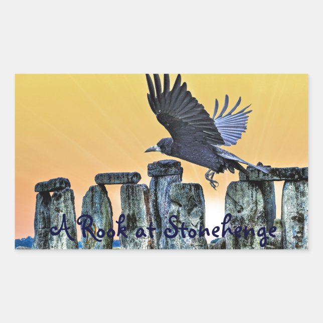 Ancient Stonehenge & Rook Corvid-lover's Gift Sticker (Front)