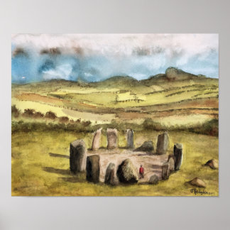 Ancient Stones, Ireland, Watercolour, poster
