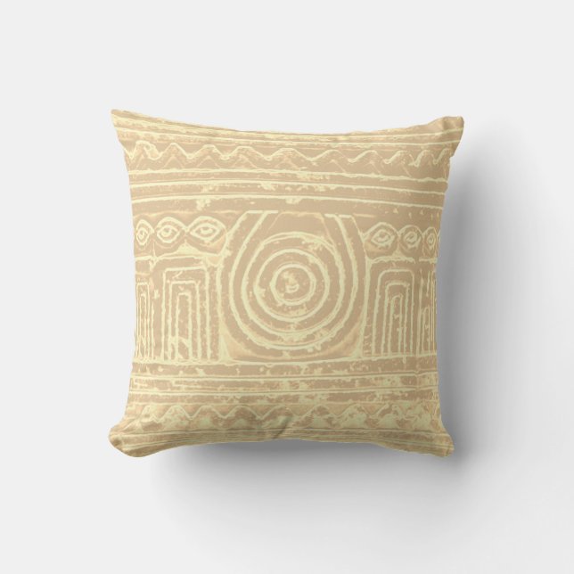 Ancient Sumerian Mesopotamian Pattern Cream Filter Throw Pillow (Front)