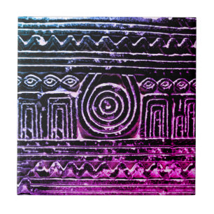 Ancient Sumerian Mesopotamian Pattern Purple Tile