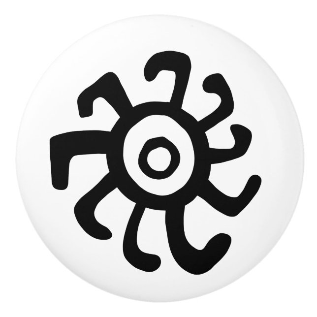 ancient sun idol geoglyph symbol petroglyph amerin ceramic knob (Front)