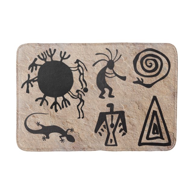 Ancient Symbols and Rock Petroglyphs Bath Mat (Front)
