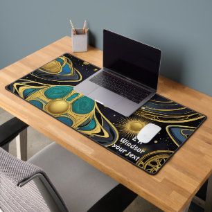 Ancient symbols in vibrant Abstract Design Desk Mat