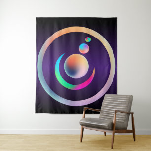 Ancient Symbols Rainbow Alien Crop Circle Tapestry