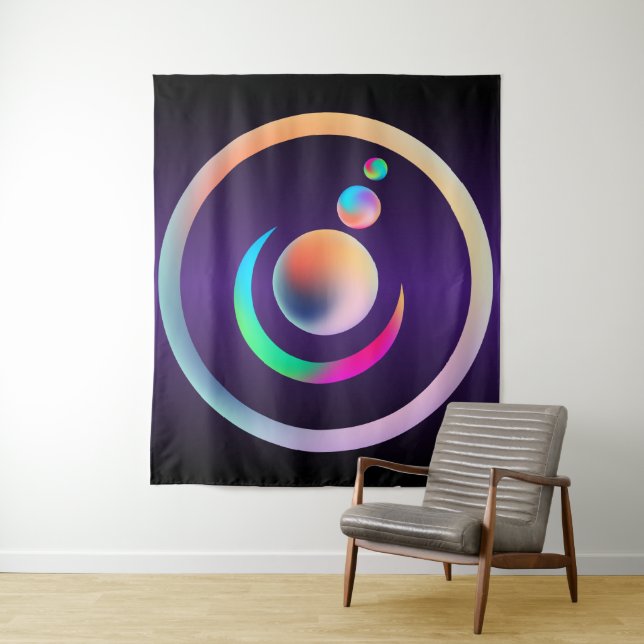 Ancient Symbols Rainbow Alien Crop Circle Tapestry (In Situ)