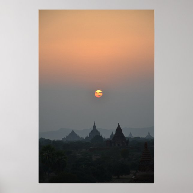 Ancient Temples at Sunset – Bagan, Myanmar Poster (Front)