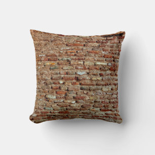 Ancient Textured Brick Wall of Lal Killa Indiaaged Throw Pillow