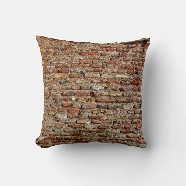 Ancient Textured Brick Wall of Lal Killa Indiaaged Throw Pillow (Front)
