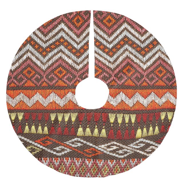 Ancient Thai handcraft, peruvian rug. Brushed Polyester Tree Skirt (Front)