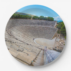 ancient theatre in Epidaurus, Argolis, Greece Paper Plate