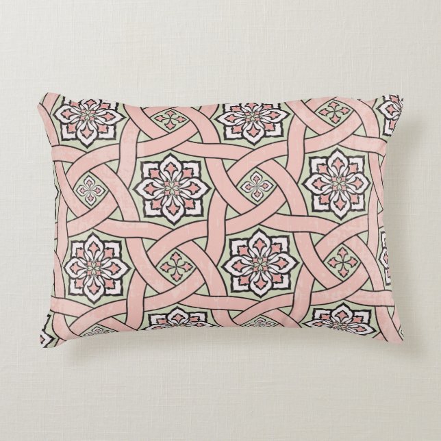 Ancient tile ornamental background,  seamless patt accent pillow (Front)