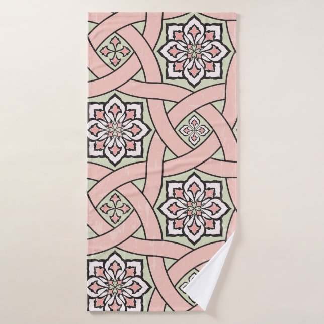 Ancient tile ornamental background,  seamless patt bath towel (Bath Towel)