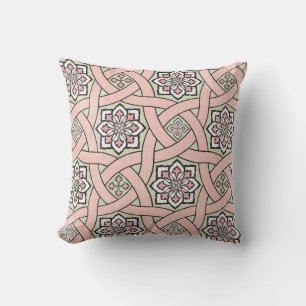 Ancient tile ornamental background,  seamless patt throw pillow