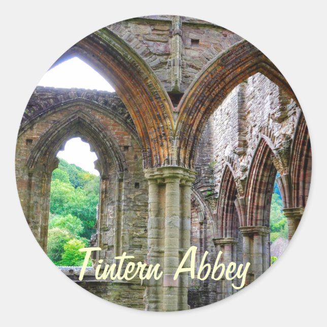 Ancient Tintern Abbey, Cistercian Monastery, Wales Classic Round Sticker (Front)