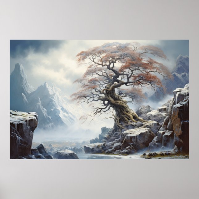Ancient Tree Mystic Serene Landscape  Poster (Front)