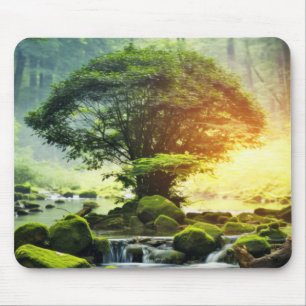 Ancient Tree Of Life Peaceful Nature Fantasy World Mouse Pad