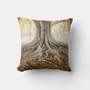 Ancient Tree Roots Throw Pillow