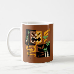 Ancient Tribal Rituals: Man with Fire and Spears Coffee Mug