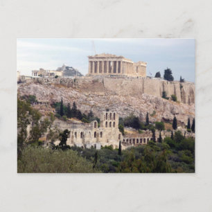 ancient view acropolis postcard