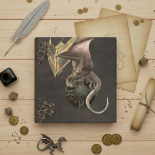 Ancient Viking Bronze Dragon Distressed Leather Binder