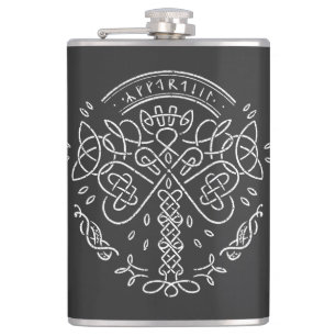 Ancient Viking Celtic Knotwork - Tree of Life Hip Flask