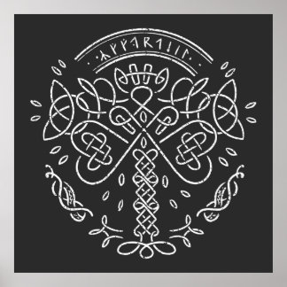 Ancient Viking Celtic Knotwork - Tree of Life Poster