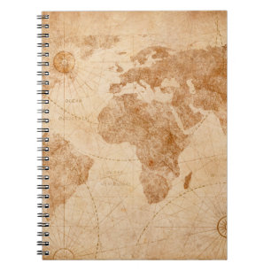 Ancient vintage world map illustrationmap, world,  notebook