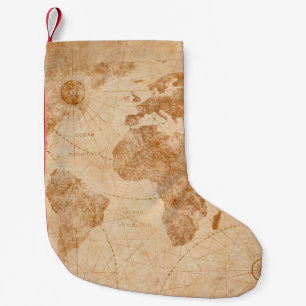 Ancient vintage world map illustrationmap, world,  small christmas stocking
