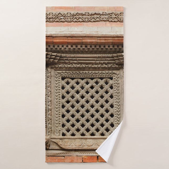 Ancient window in Nasal Chowk Courtyard of Hanuman Bath Towel (Bath Towel)