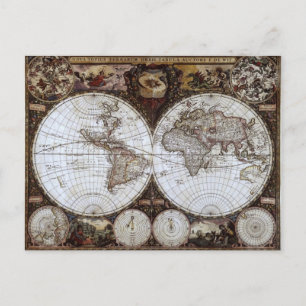 Ancient World Map Postcard