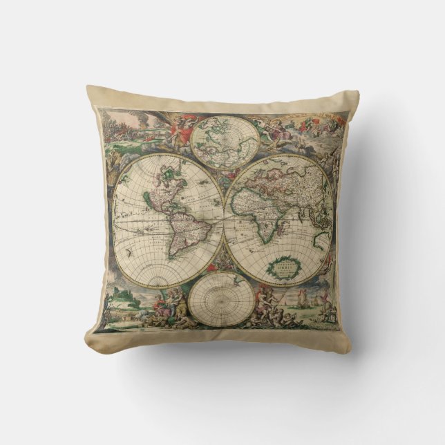 Ancient World Map Throw Pillow (Front)