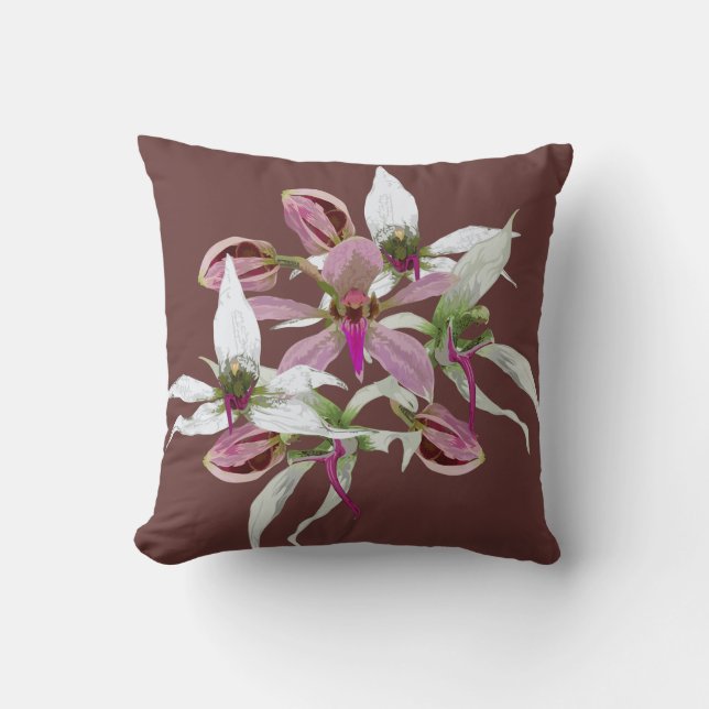 Ancistrochilus orchids throw pillow (Front)