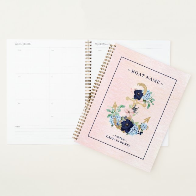 Ancrage de bateau parties scintillant or & fleurs  (Devant avec enveloppe)