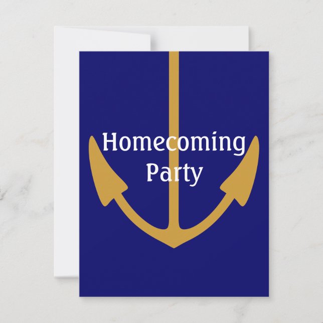 Ancrage d'or sur les invitations du Navy Blue Nava (Devant)