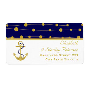 Ancrage en feuille d'or marine bleu nautique moder