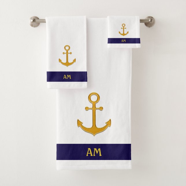 Ancrage et calligraphie nautique sur blanc & bleu  (En situation)