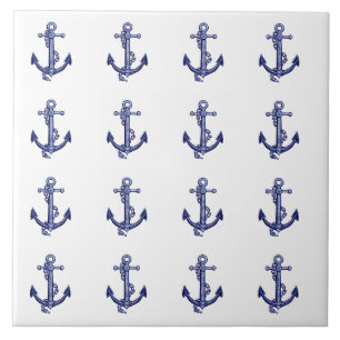 Ancrages marins bleus et blancs carreaux de cérami